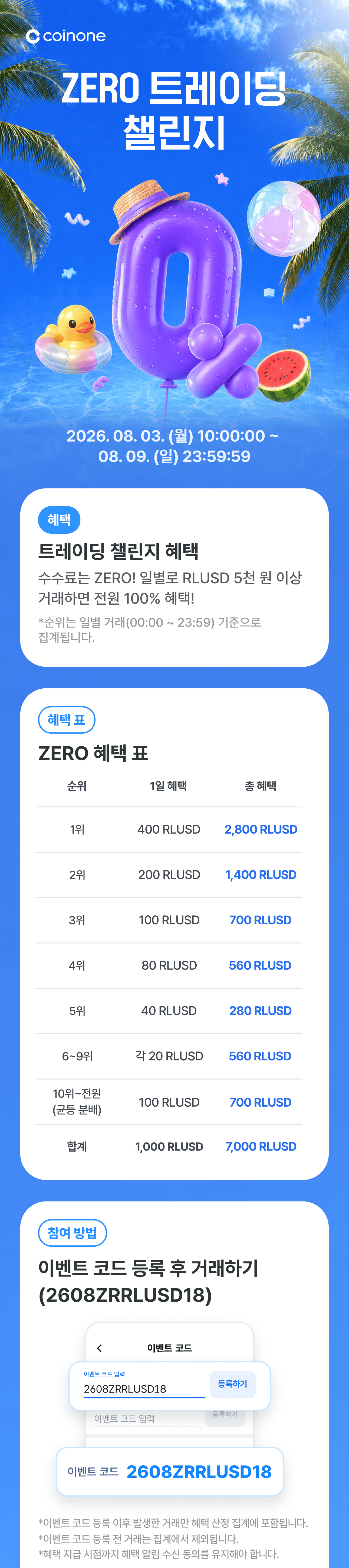 [ZERO 트레이딩 챌린지 18탄] 하루 5천 원 거래하고, 7일 연속 혜택을 쌓아보세요!